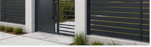 Modern metal fence and gate